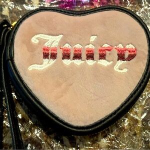 Juicy Couture pink/brown heart shaped card holder/coin purse